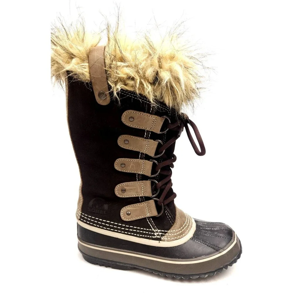 Sorel Joan of Arctic Faux Fur Brown Suede Boot US 5 Lace-Up Winter Snow Boots